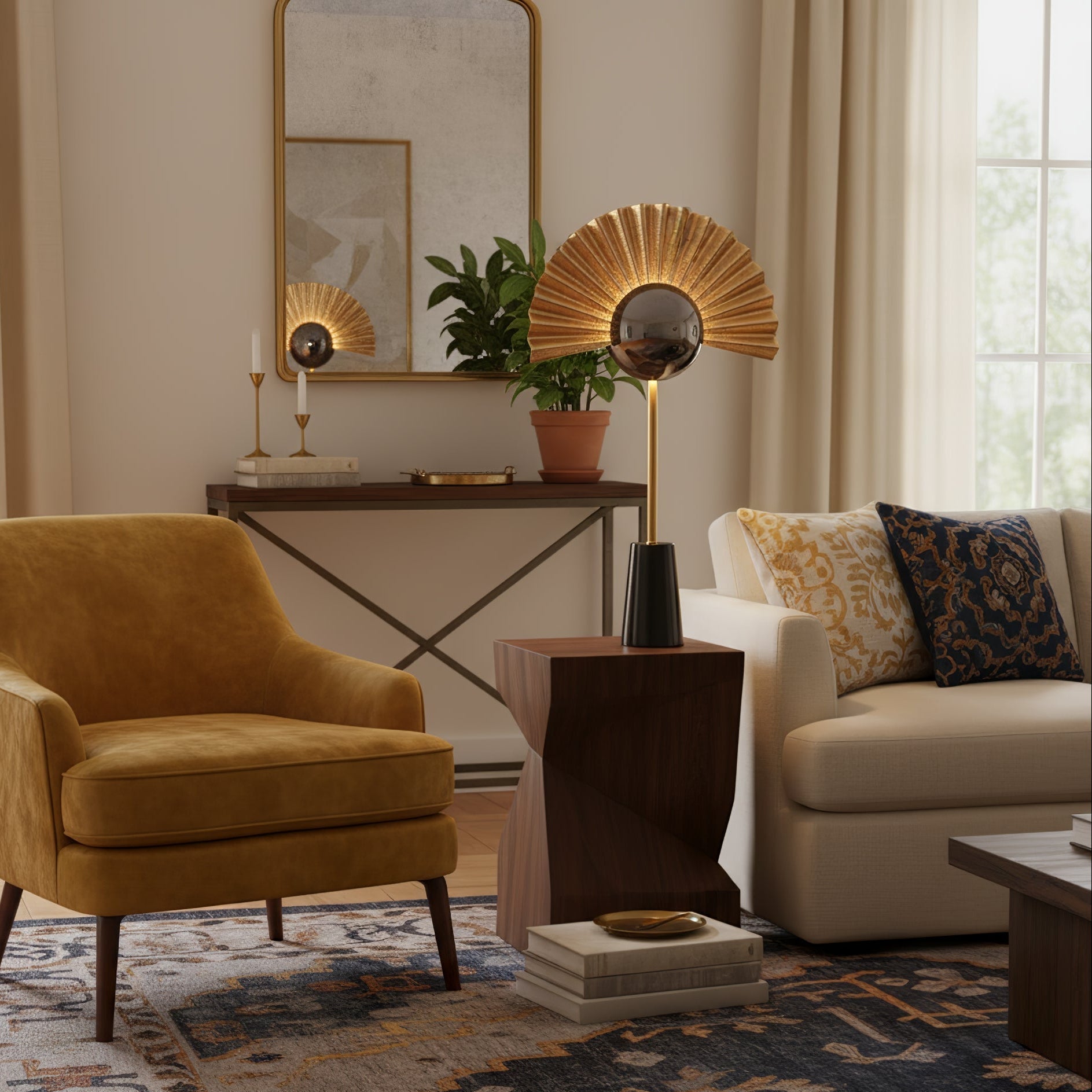 Virelune Gilded Fan Table Lamp