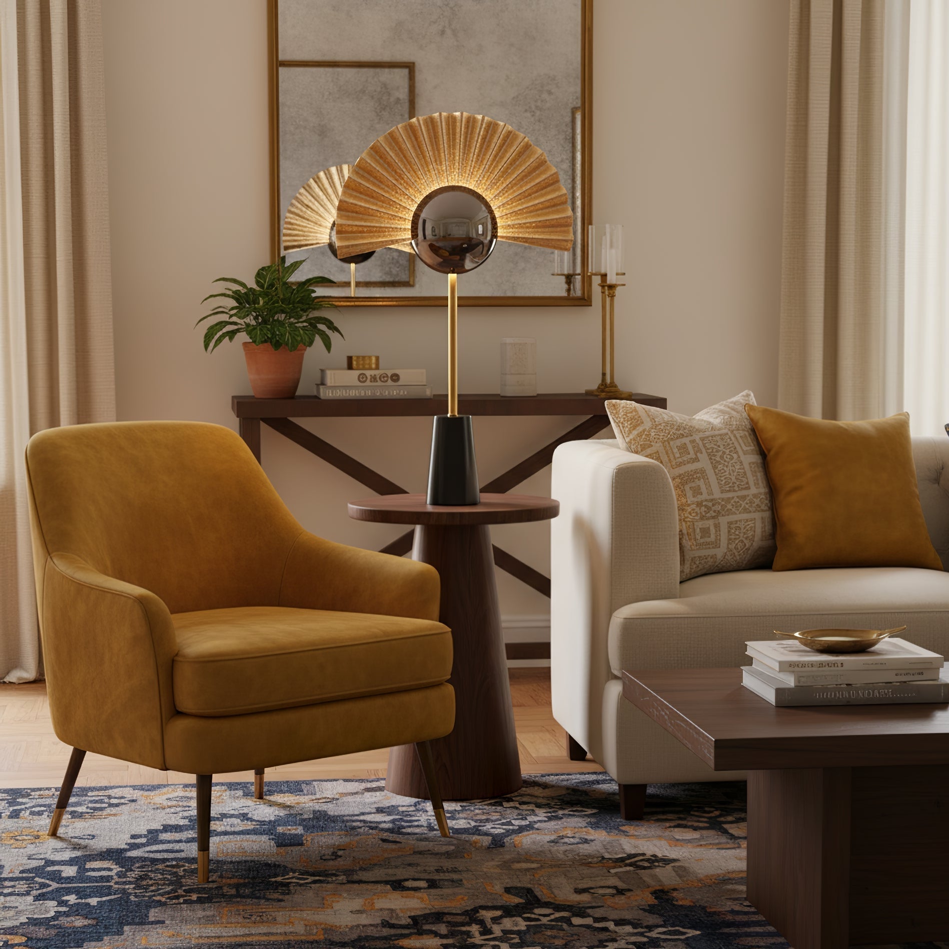 Virelune Gilded Fan Table Lamp