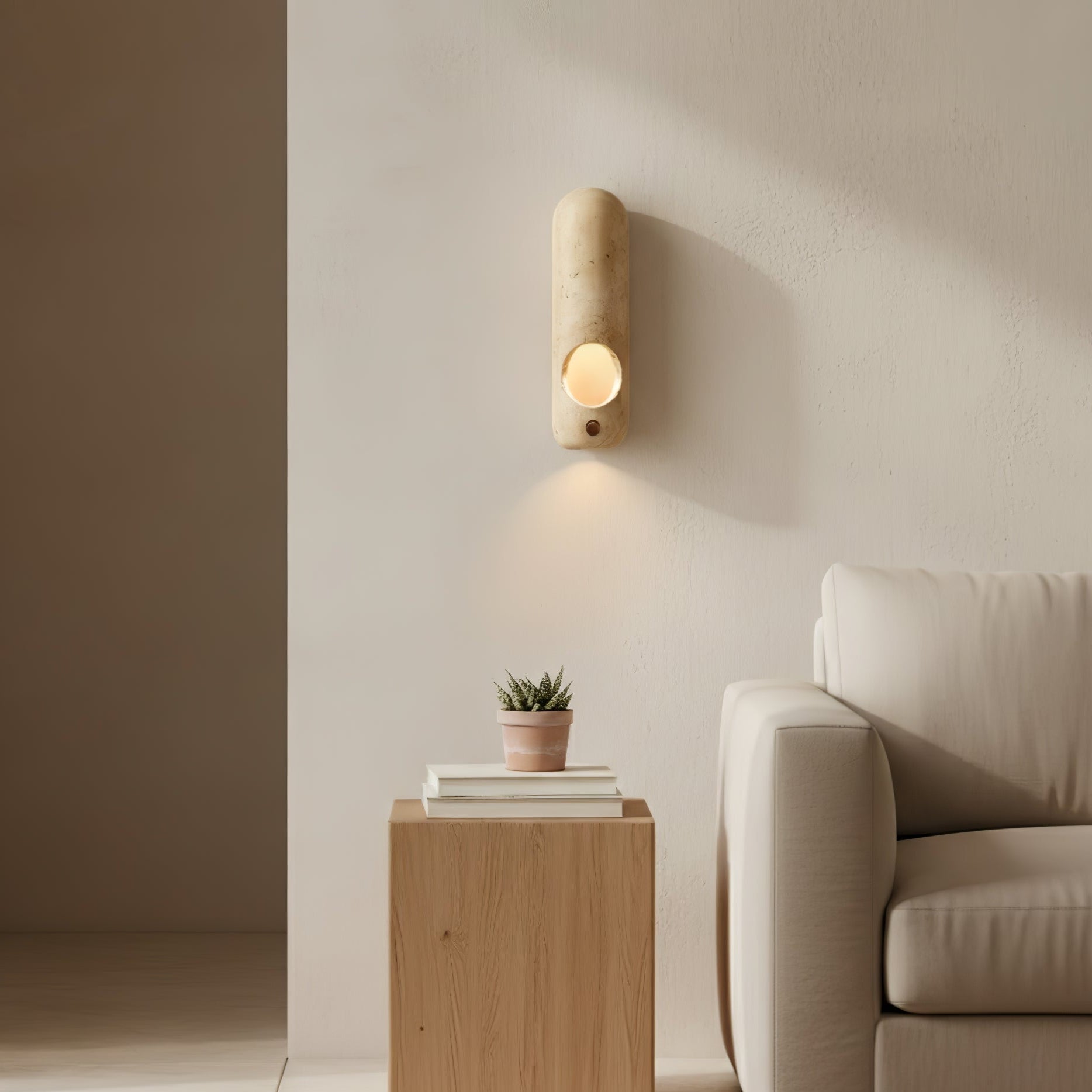 Serirella Travertine Aperture Wall Sconce