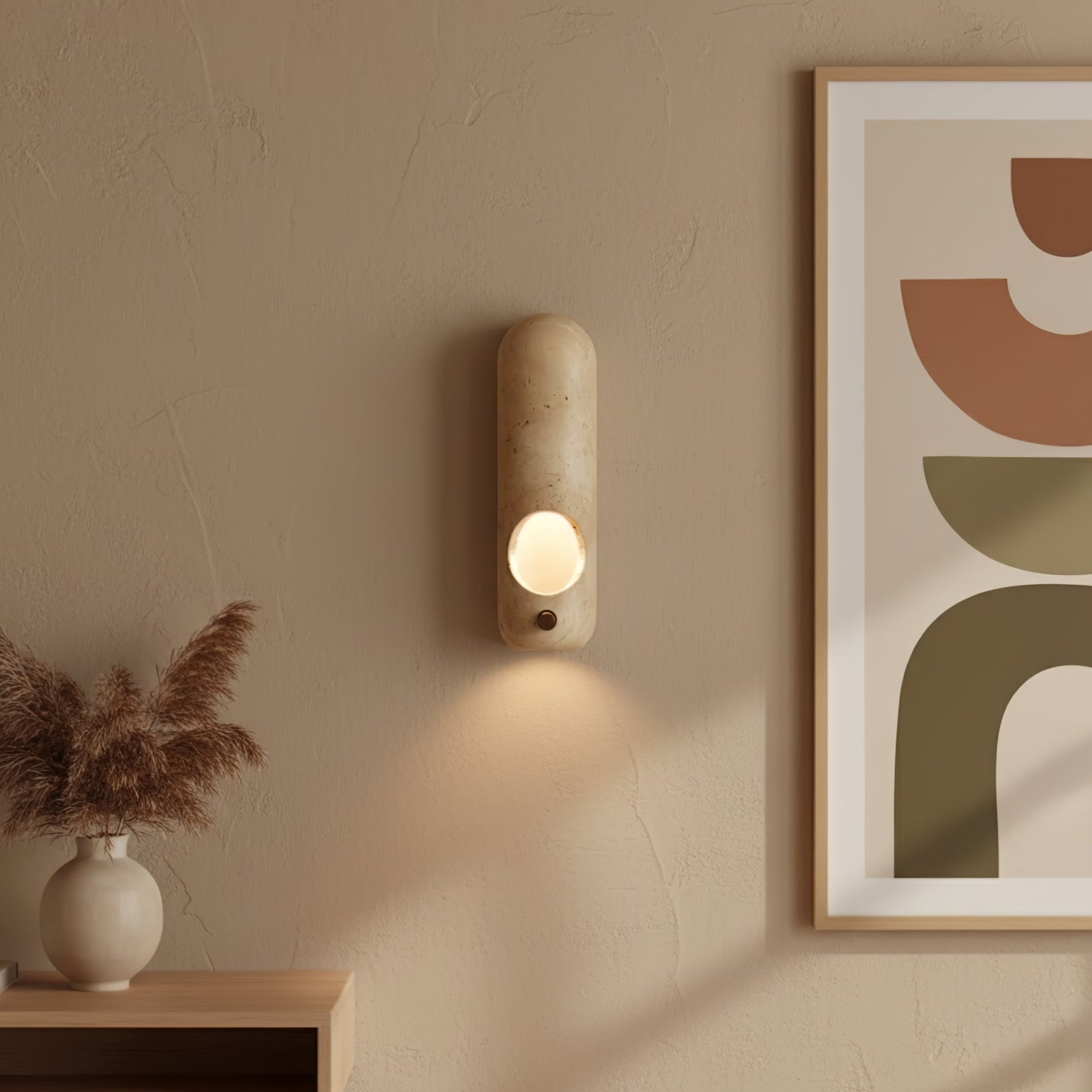 Serirella Travertine Aperture Wall Sconce