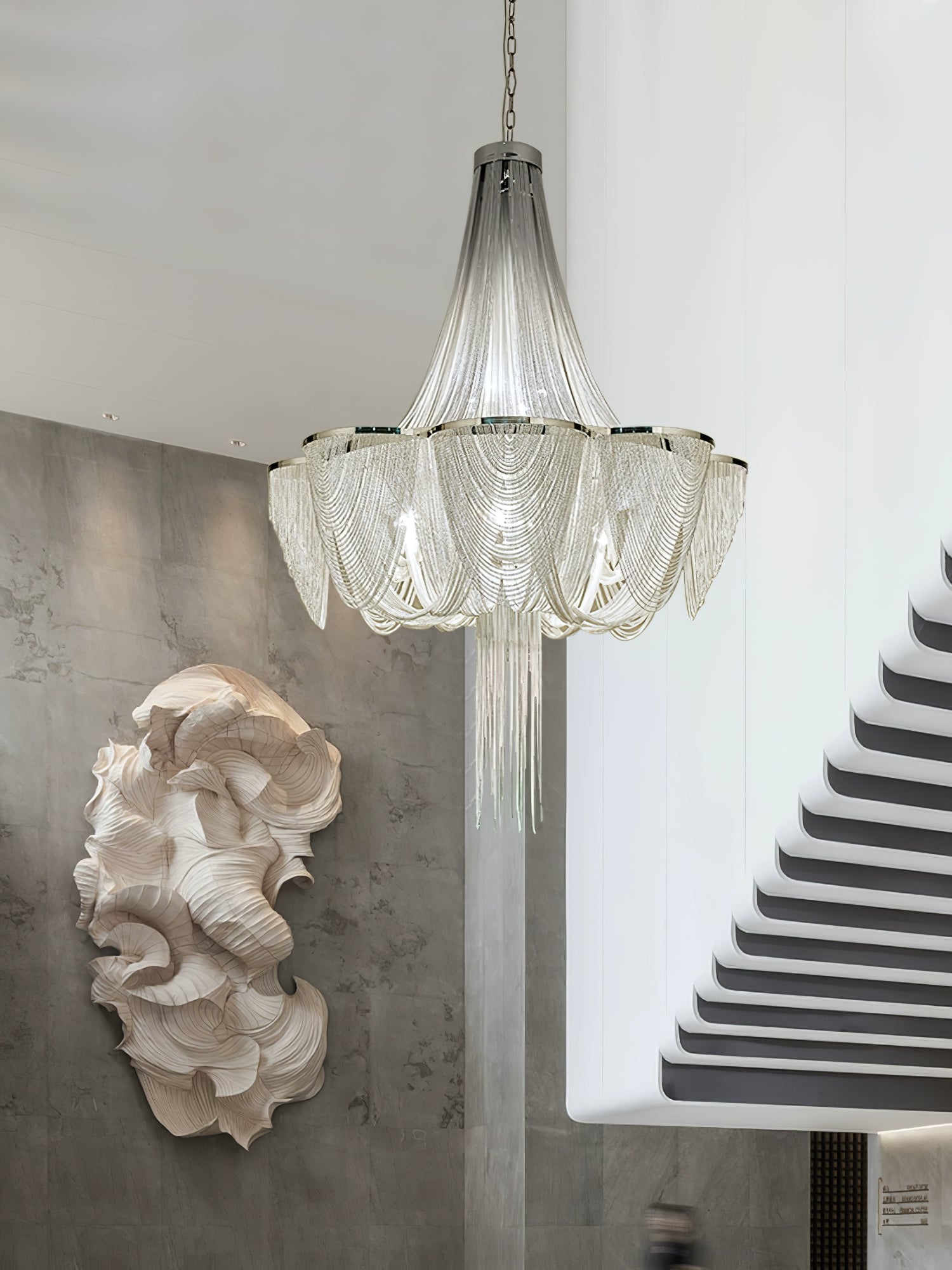 Serein Silver Chain Tassel Chandelier