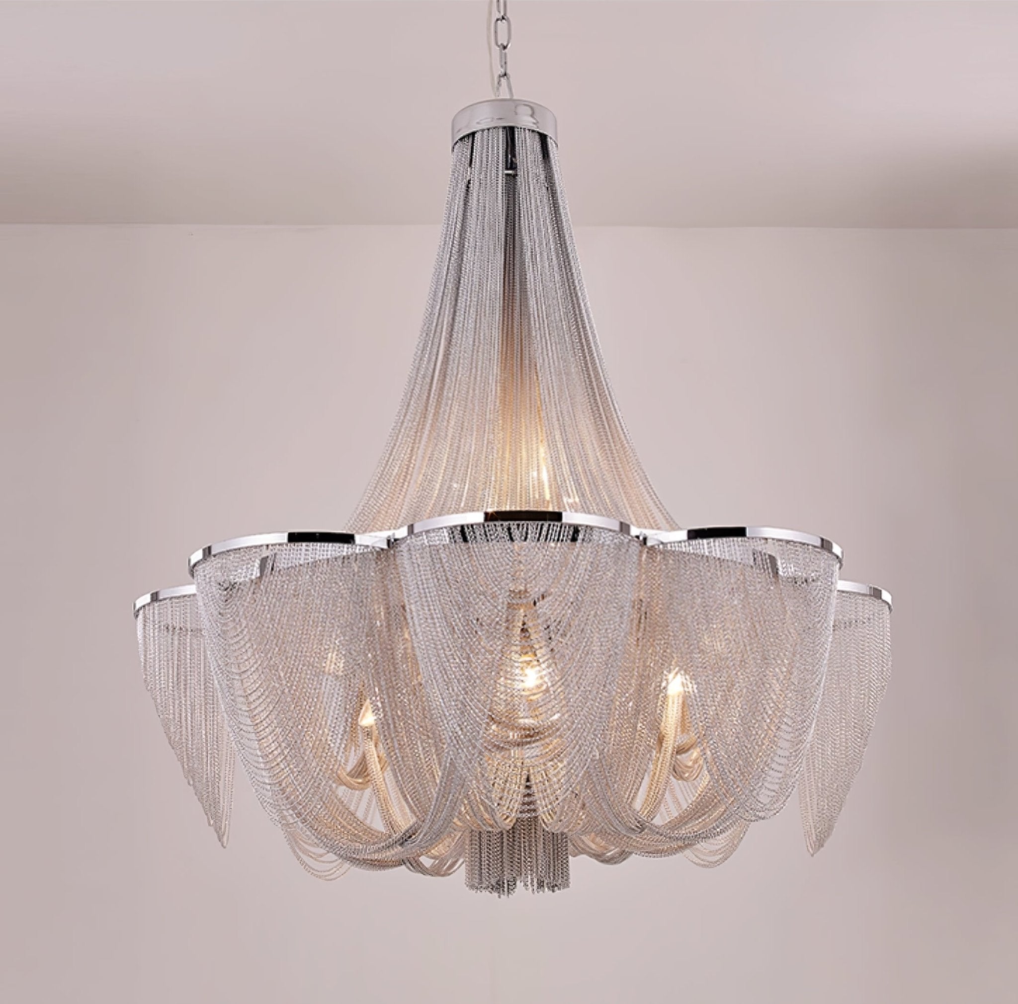 Serein Silver Chain Tassel Chandelier