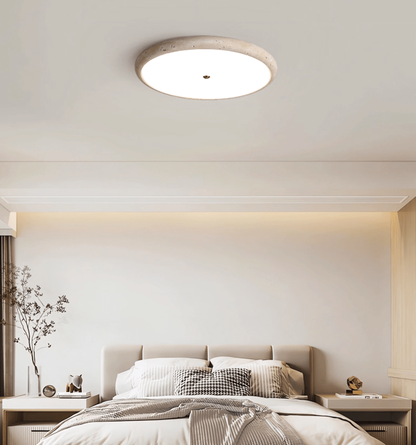 Taveria Travertine Halo Ceiling Light