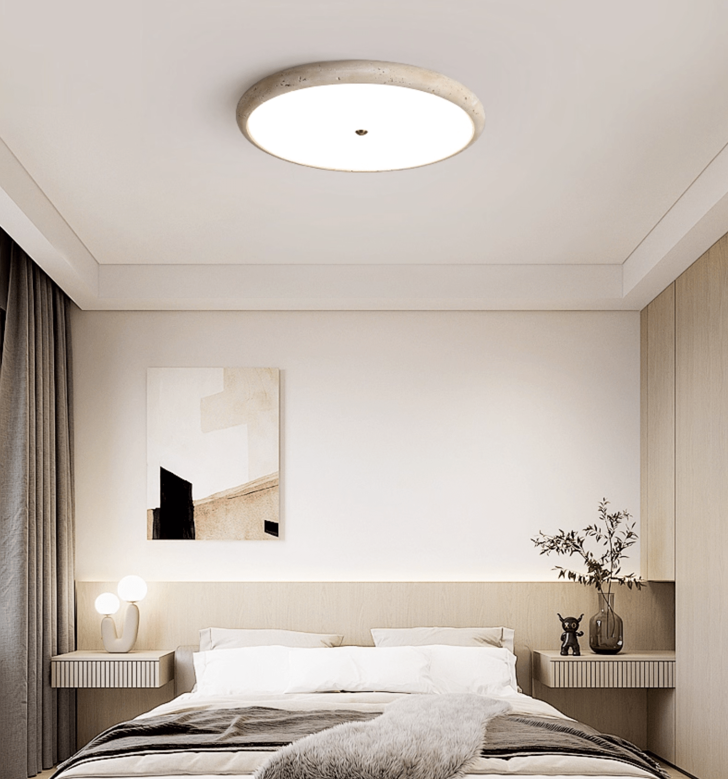 Taveria Travertine Halo Ceiling Light