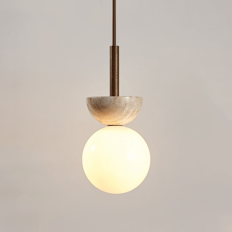 Calixen Travertine Half Duo Pendant Light
