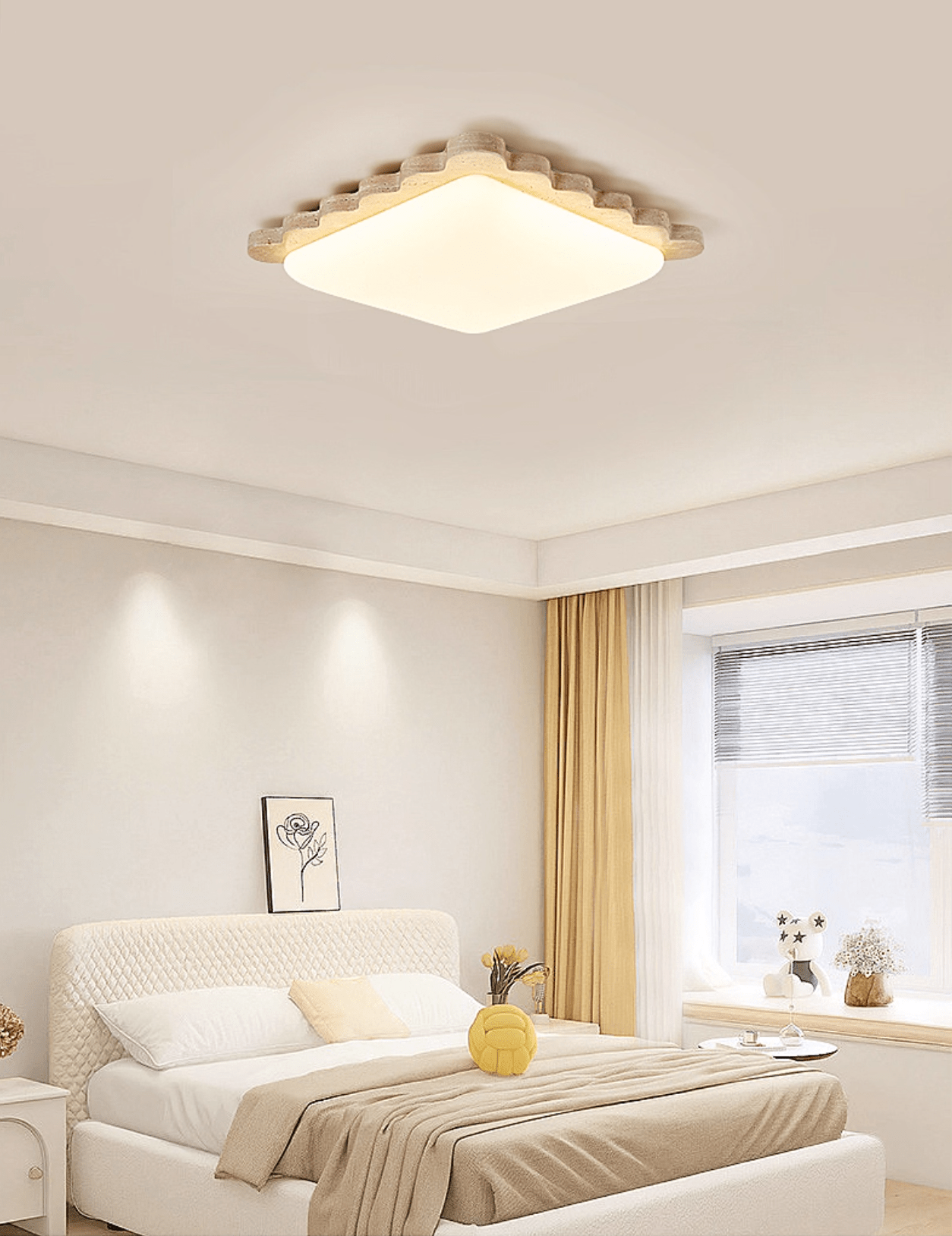 Crestwood Travertine Scallop Edge Ceiling Light