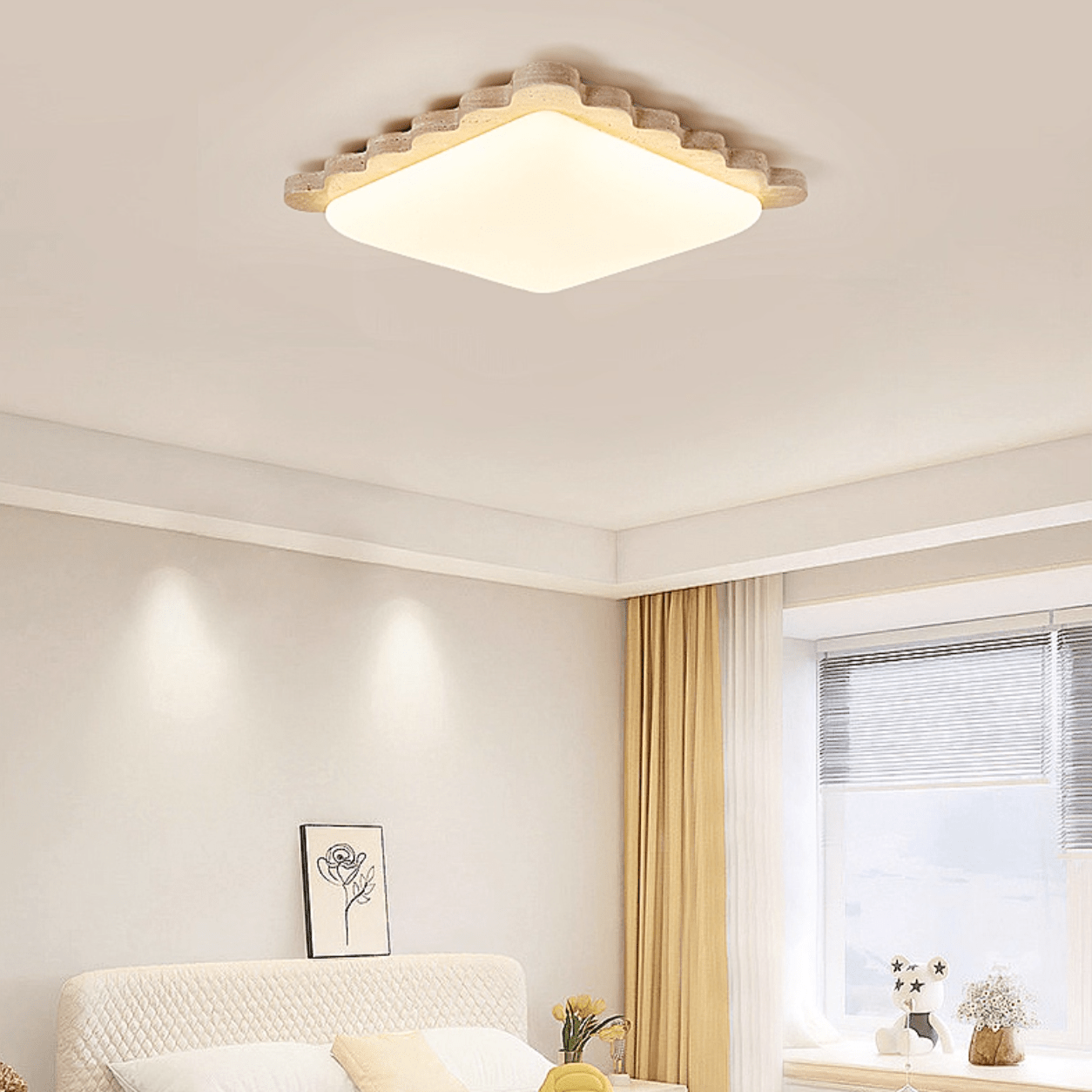 Crestwood Travertine Scallop Edge Ceiling Light