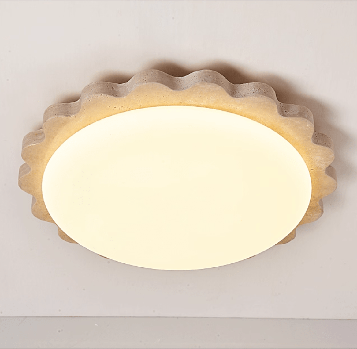 Crestwood Travertine Scallop Edge Ceiling Light