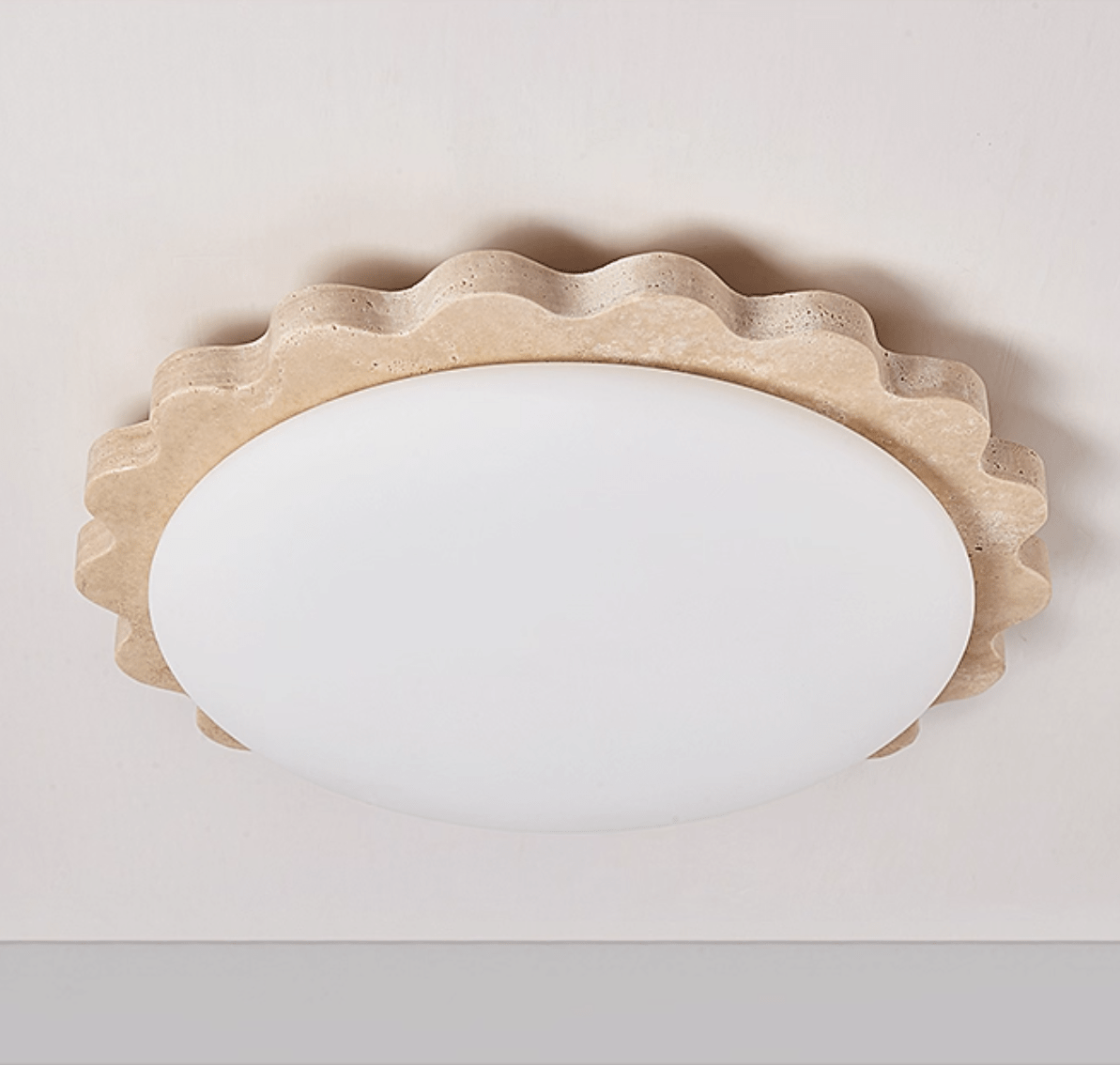 Crestwood Travertine Scallop Edge Ceiling Light