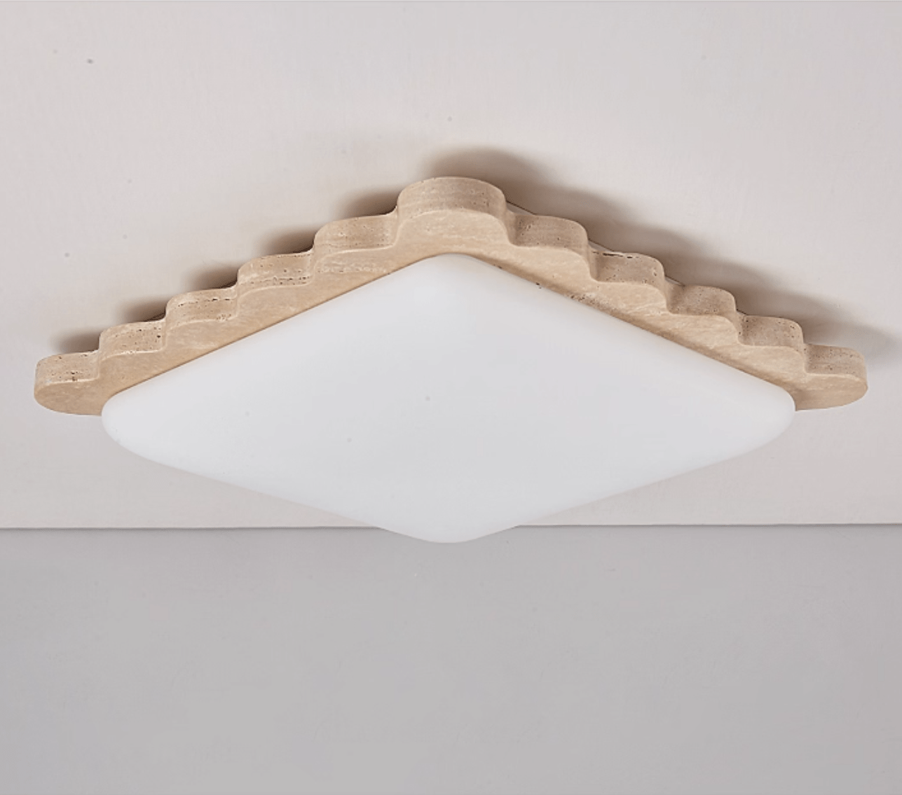 Crestwood Travertine Scallop Edge Ceiling Light