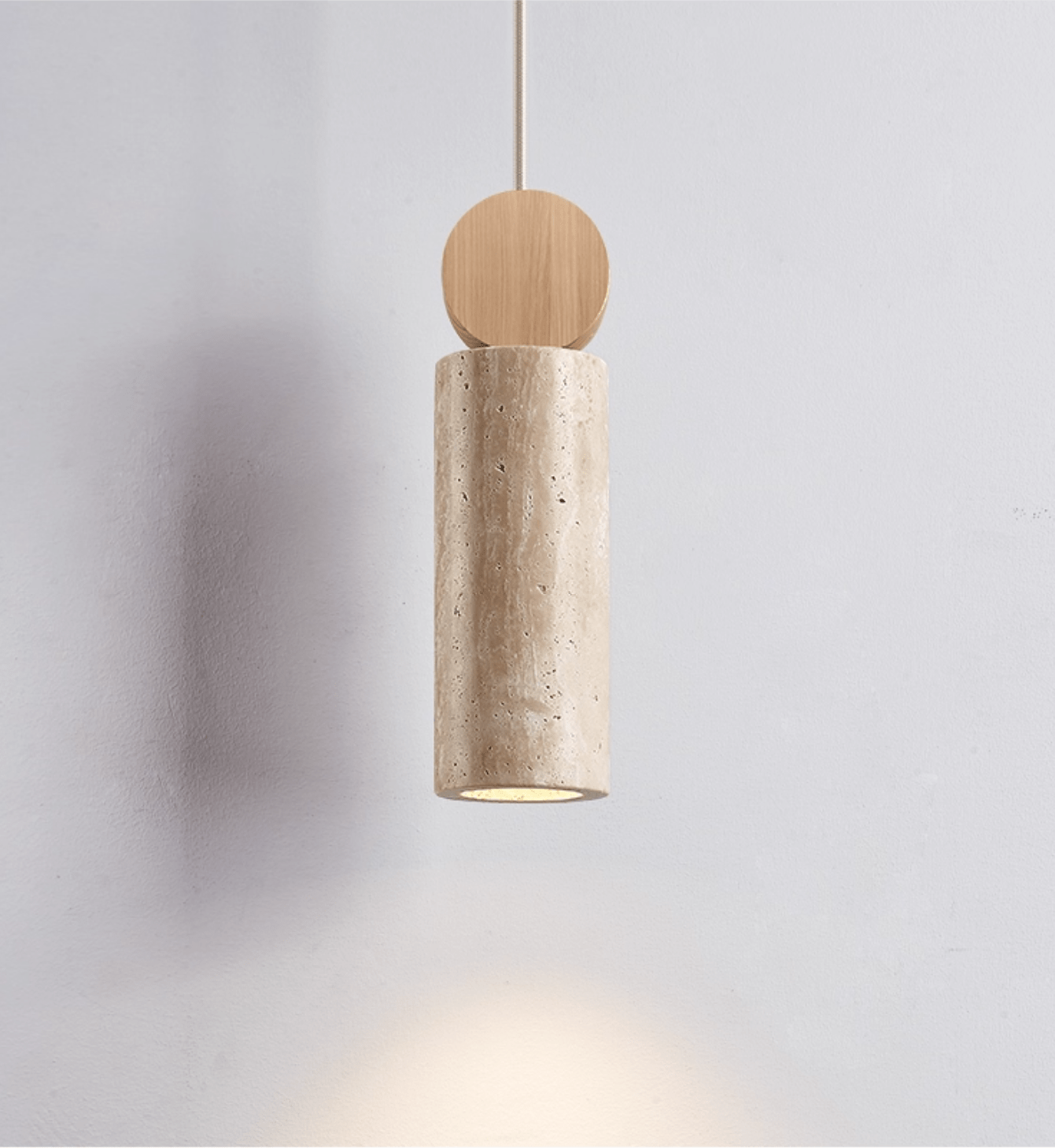 Ashton Travertine Cylinder Disc Pendant Light