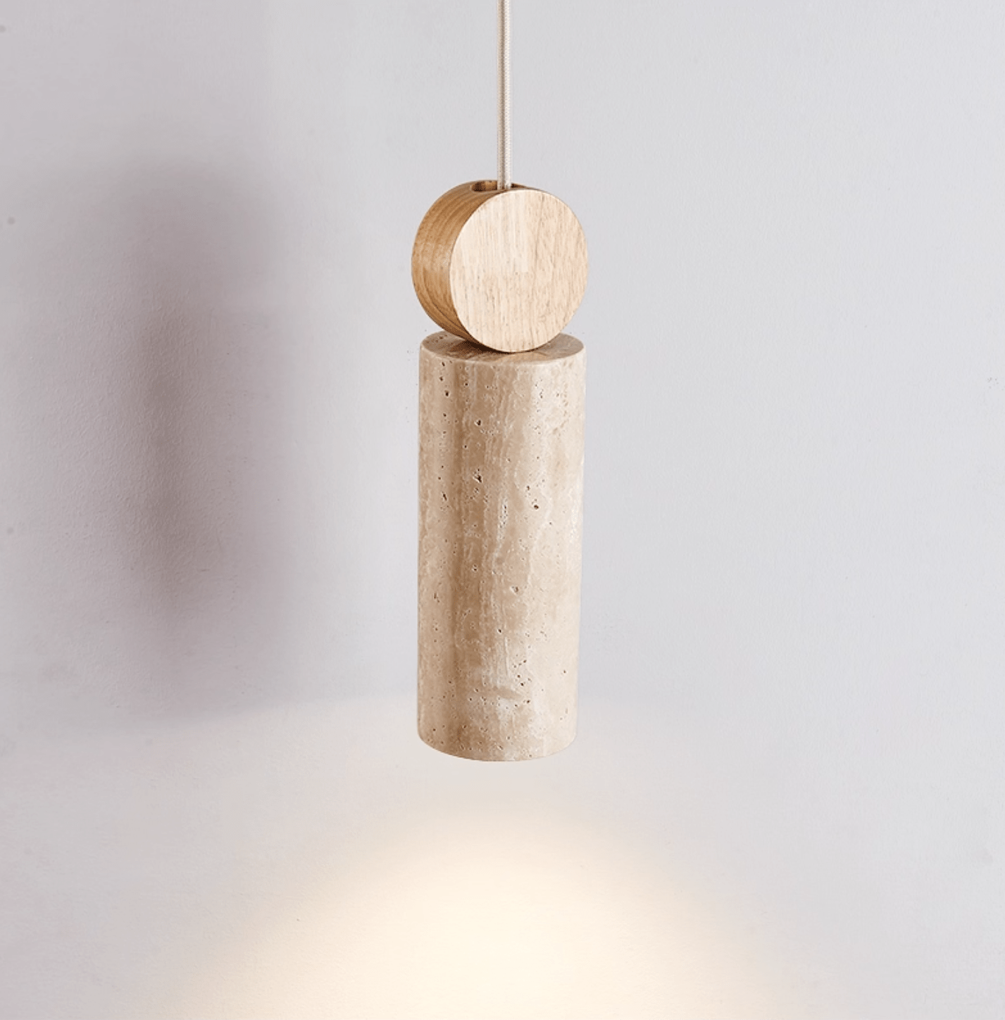 Ashton Travertine Cylinder Disc Pendant Light