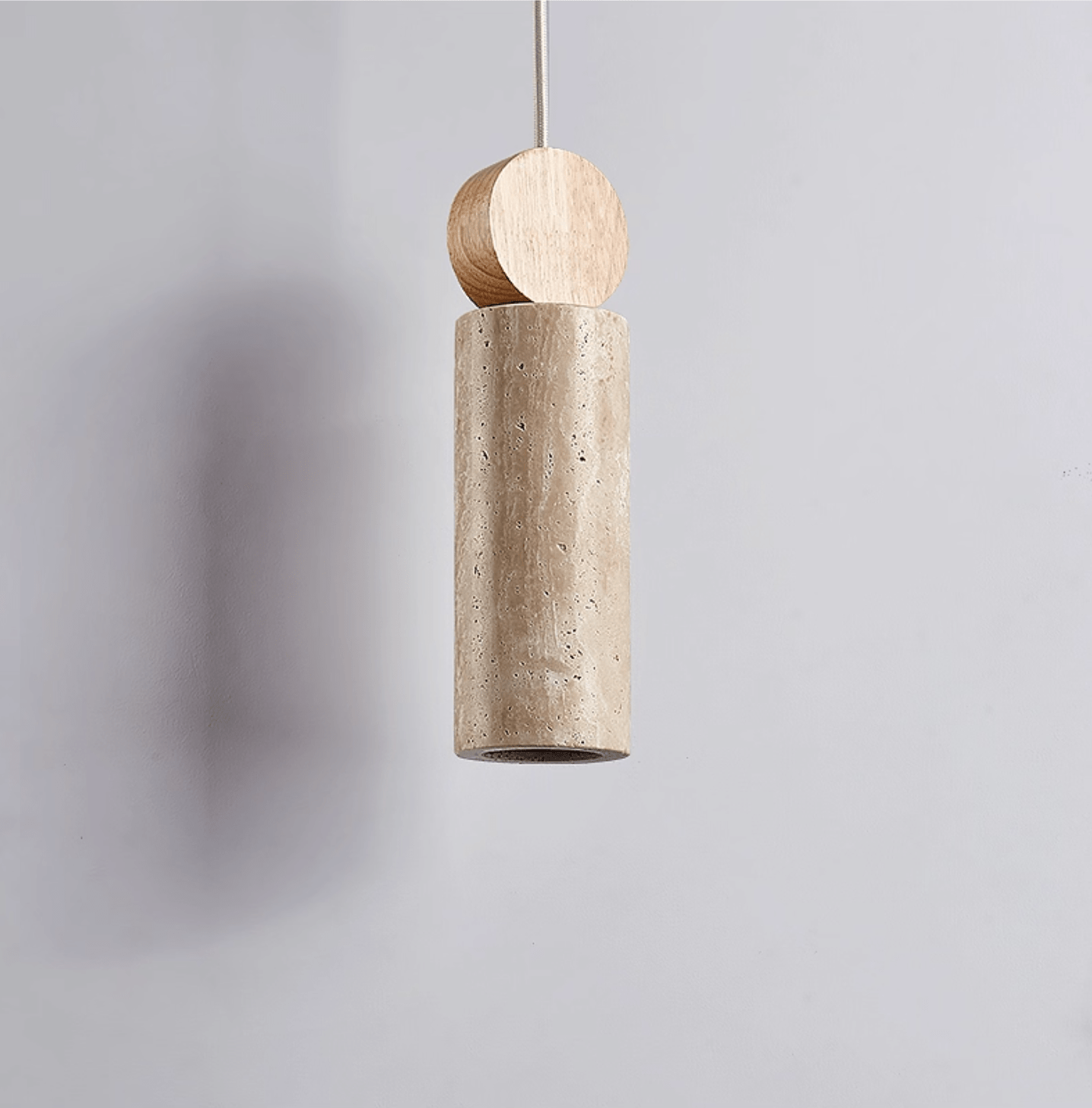 Ashton Travertine Cylinder Disc Pendant Light