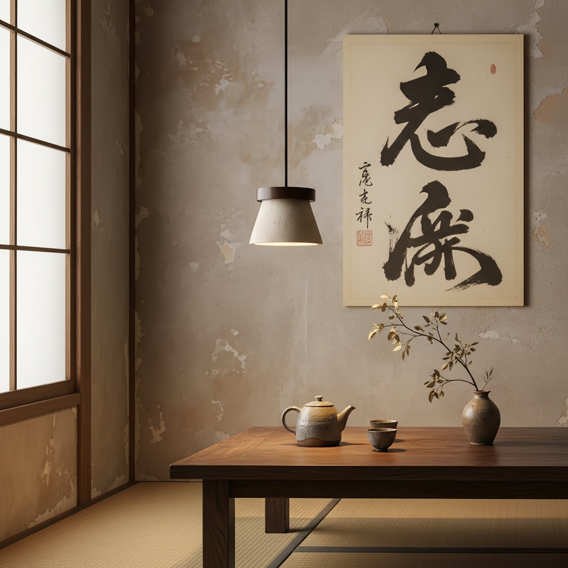 Valisielle Travertine Cone Ring Pendant Light