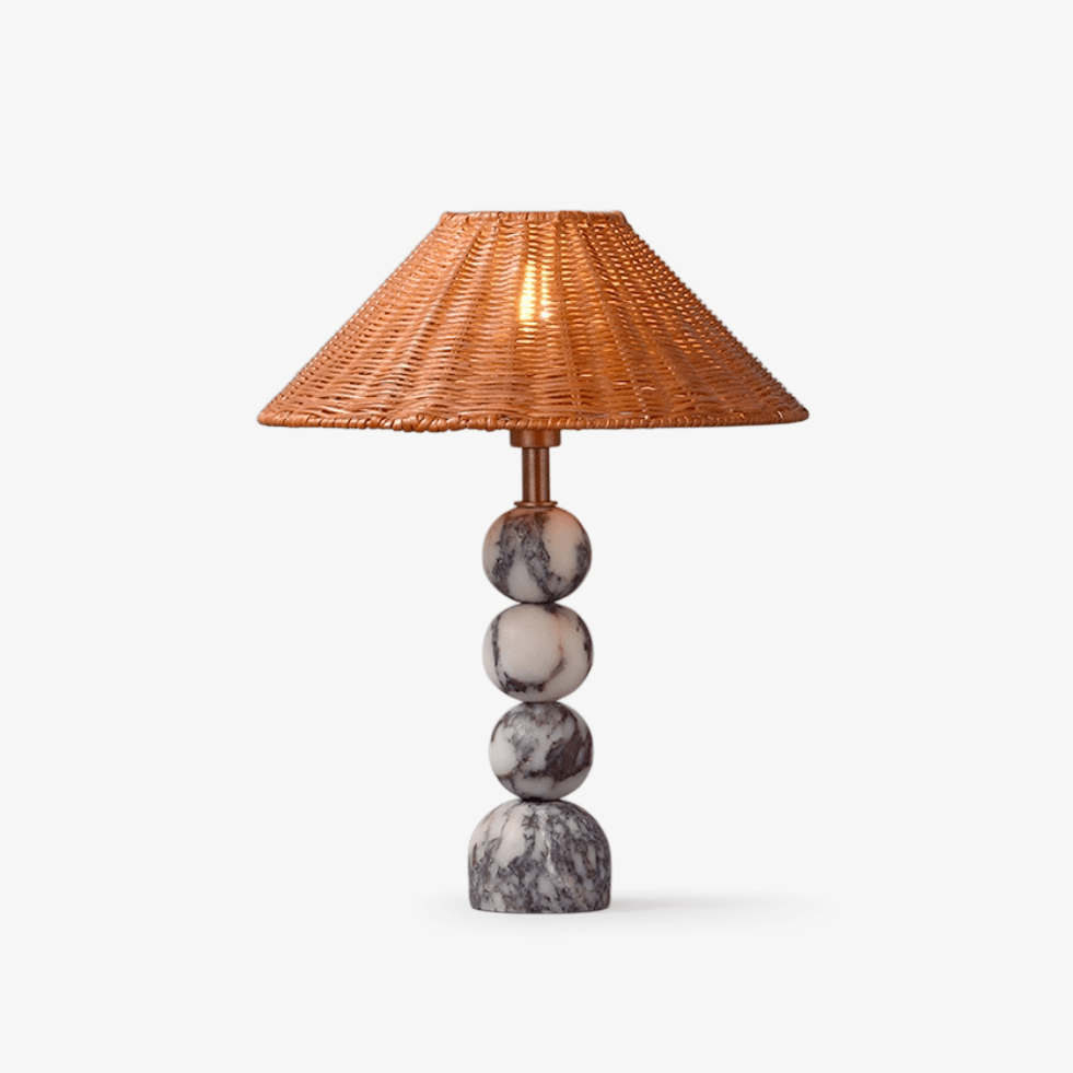 Canarora Marble Orb Rattan Table Lamp