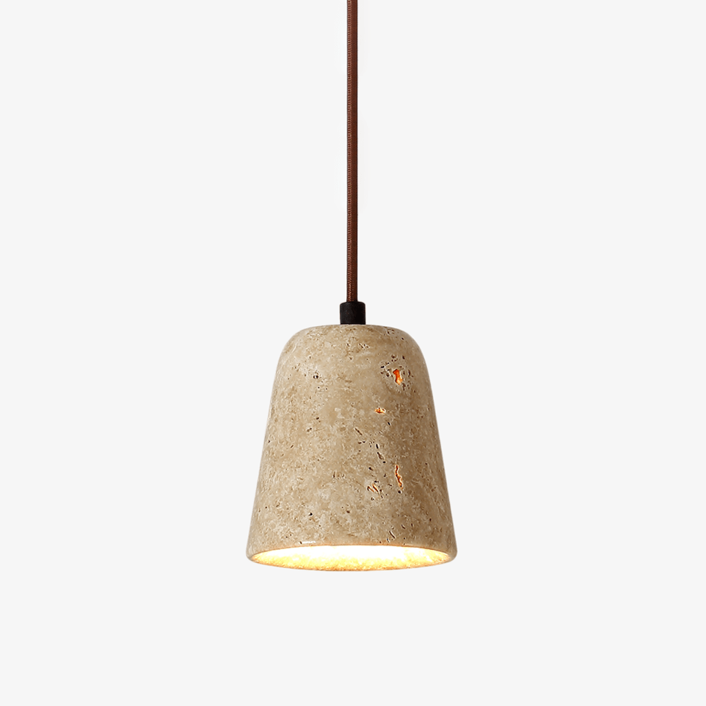 Earthy Travertine Cone Pendant Light