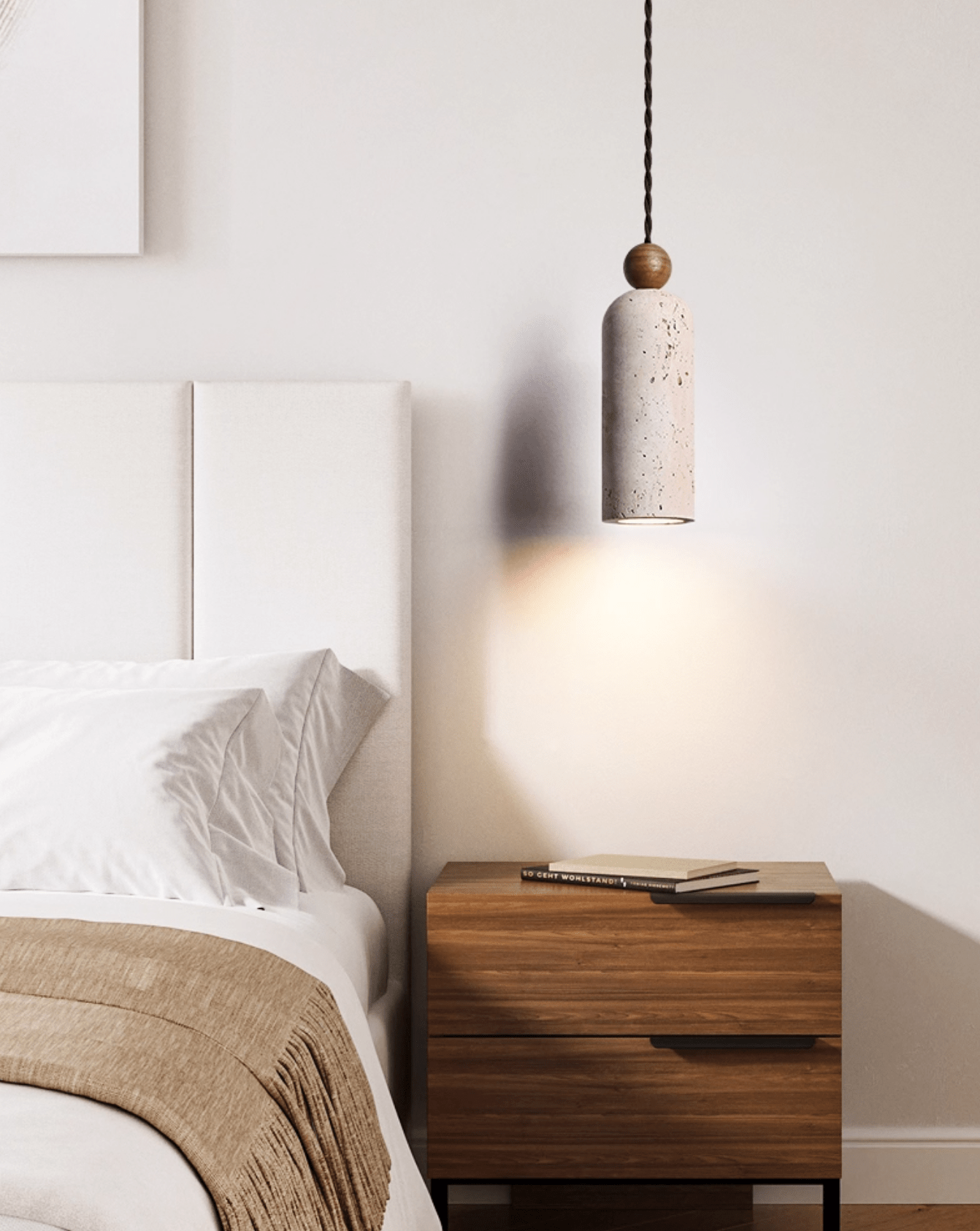 Cylinder Wood Bead Pendant Light