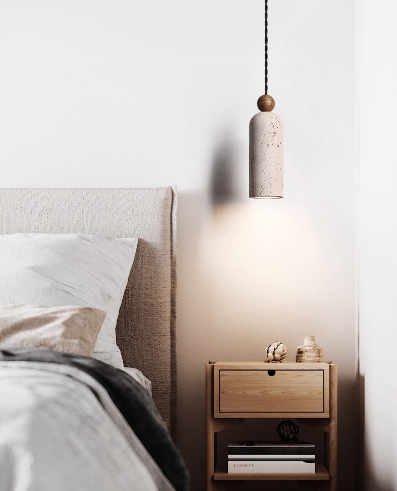 Cylinder Wood Bead Pendant Light