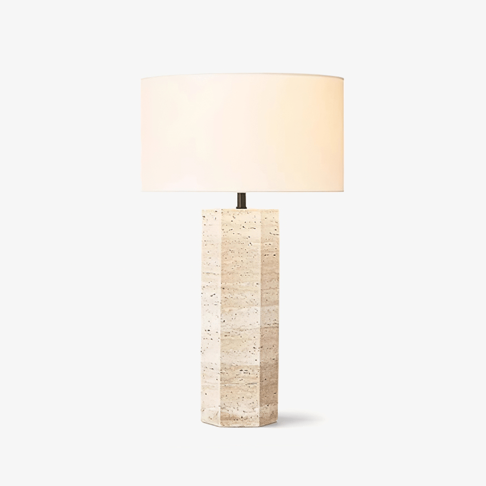 Tavarette Travertine Column Table Lamp
