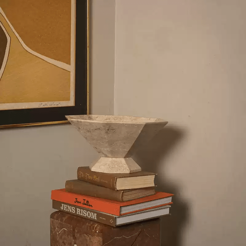 Selinel Facet Marble Pedestal Bowl