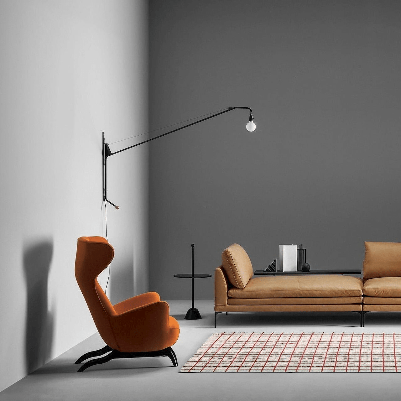 Black Extended Arm Wall Lamp