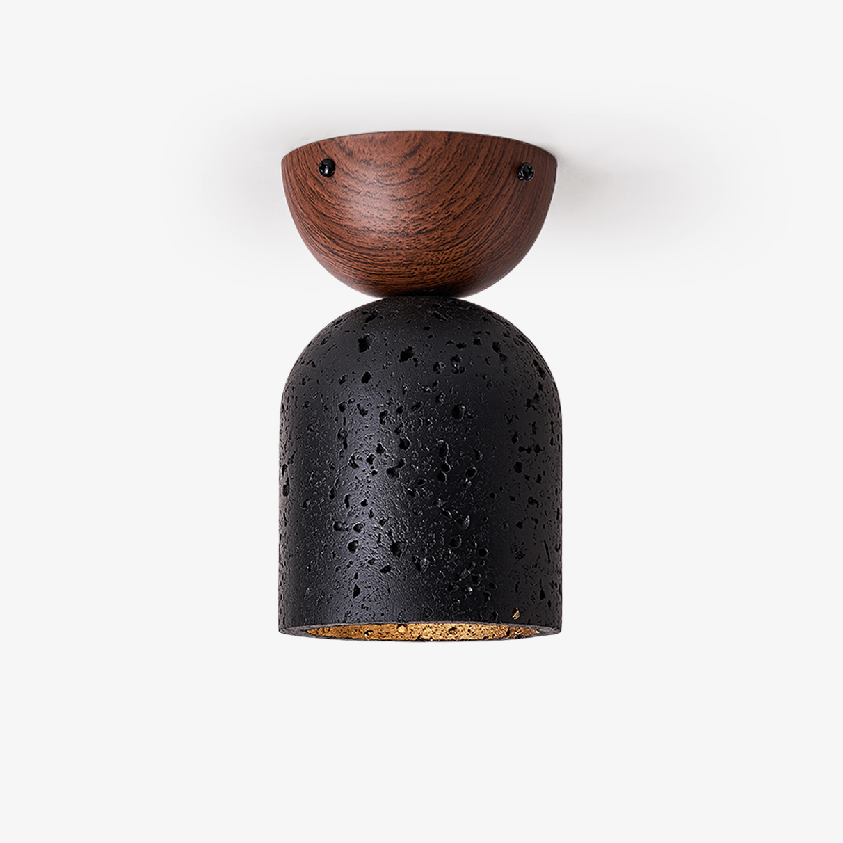 Finn Focused Black Travertine Ceiling Lamp