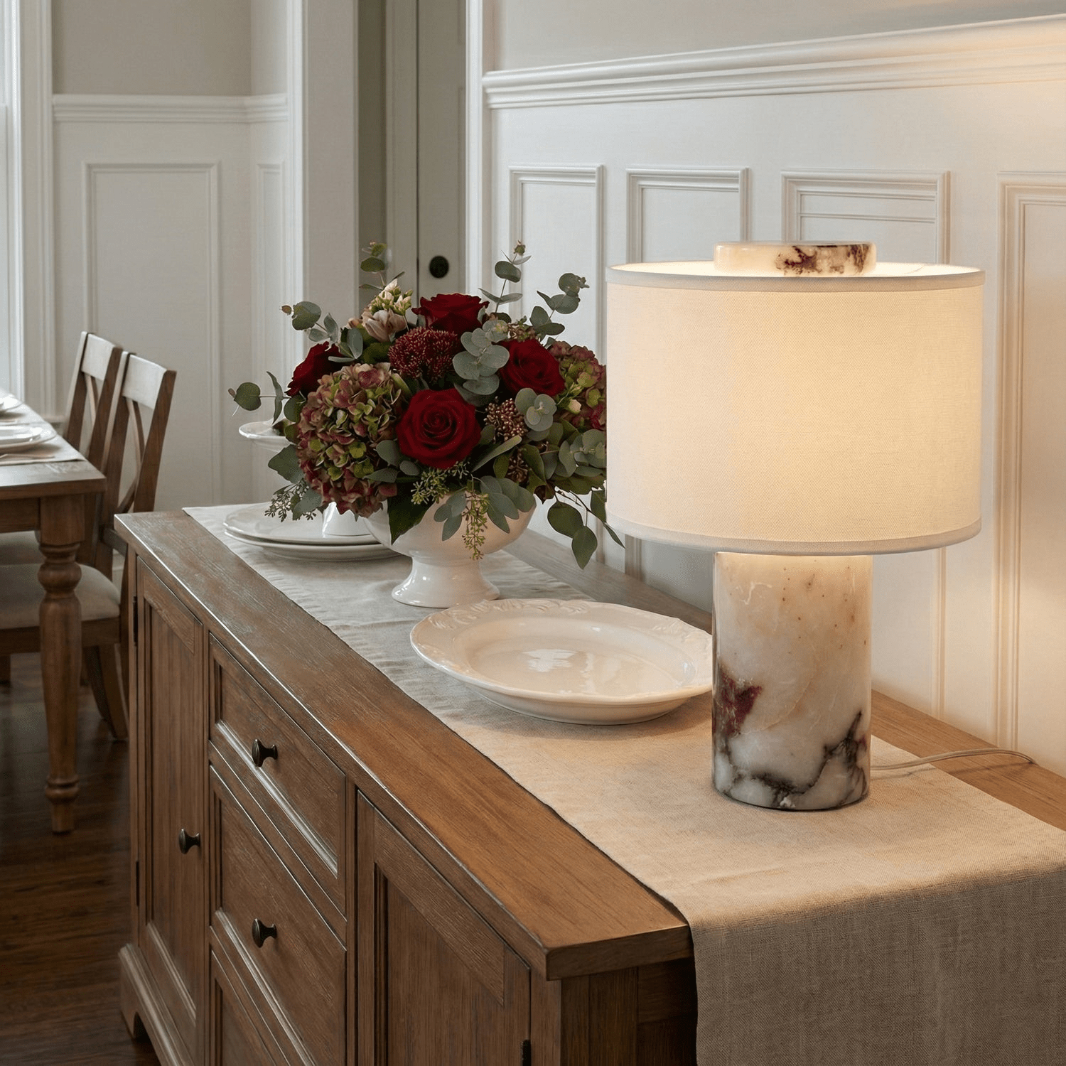 Eros Lumivor Elegant Marble Febric Table Lamp
