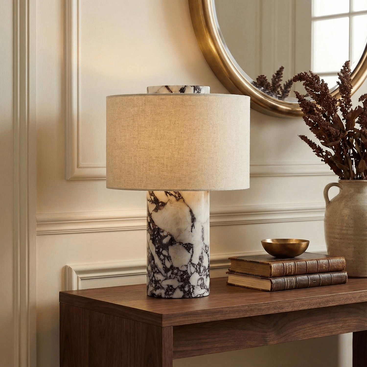 Eros Lumivor Elegant Marble Febric Table Lamp