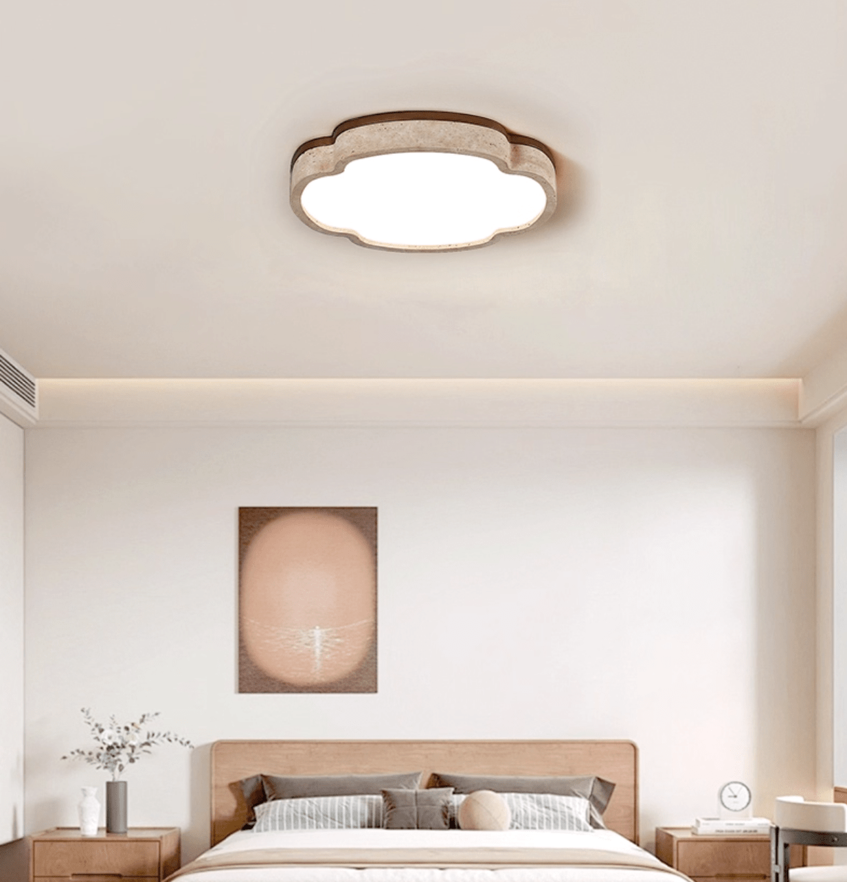 Vito Marshmallow Four-Petal Cloudform Yellow Travertine Ceiling Lamp