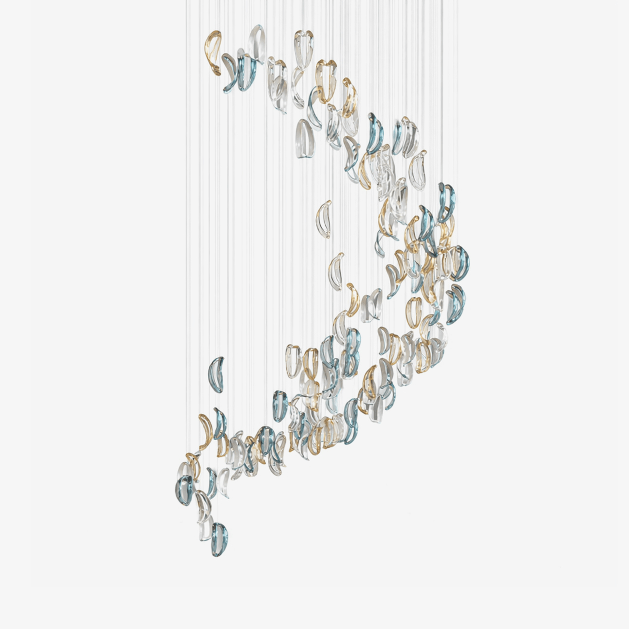 AquaFlux Grand Cascade Ripple Glass Art Customize Chandelier
