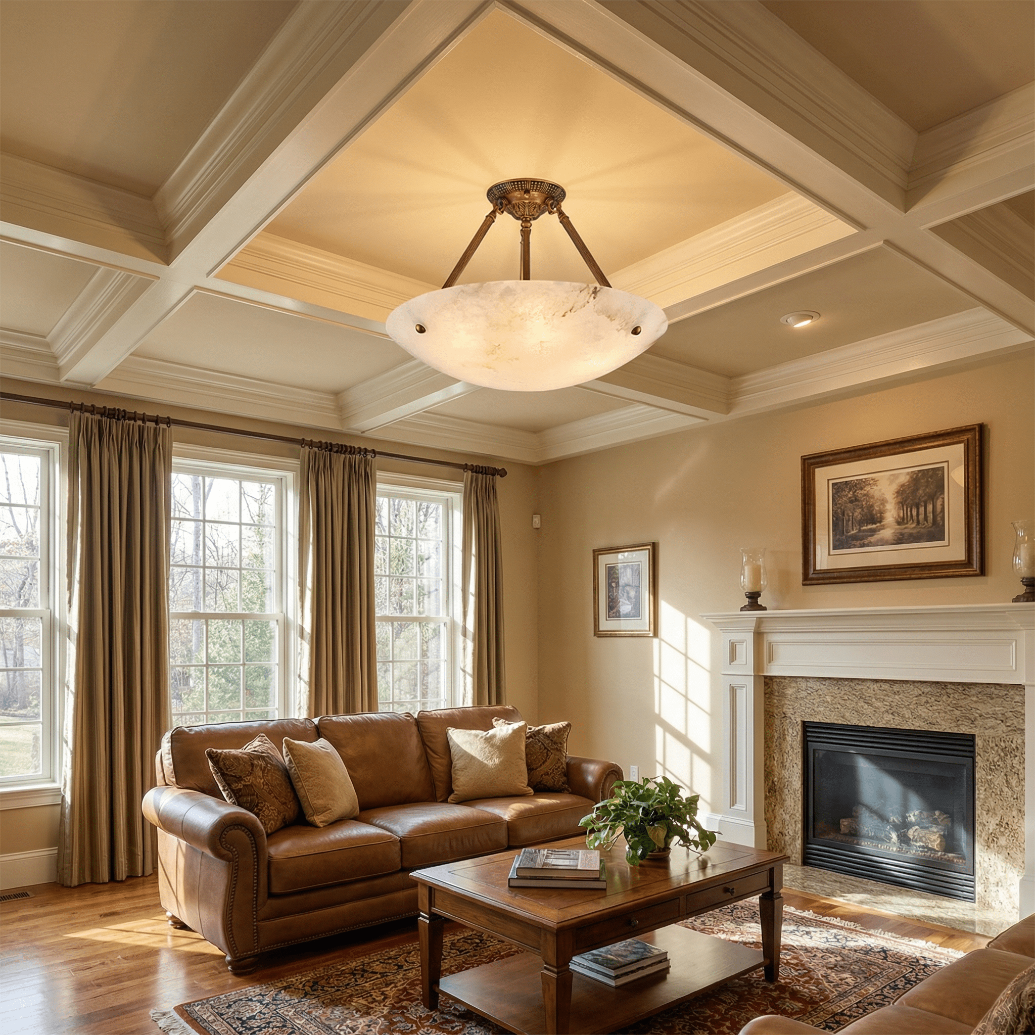 Belvarien Alabaster Ceiling Light