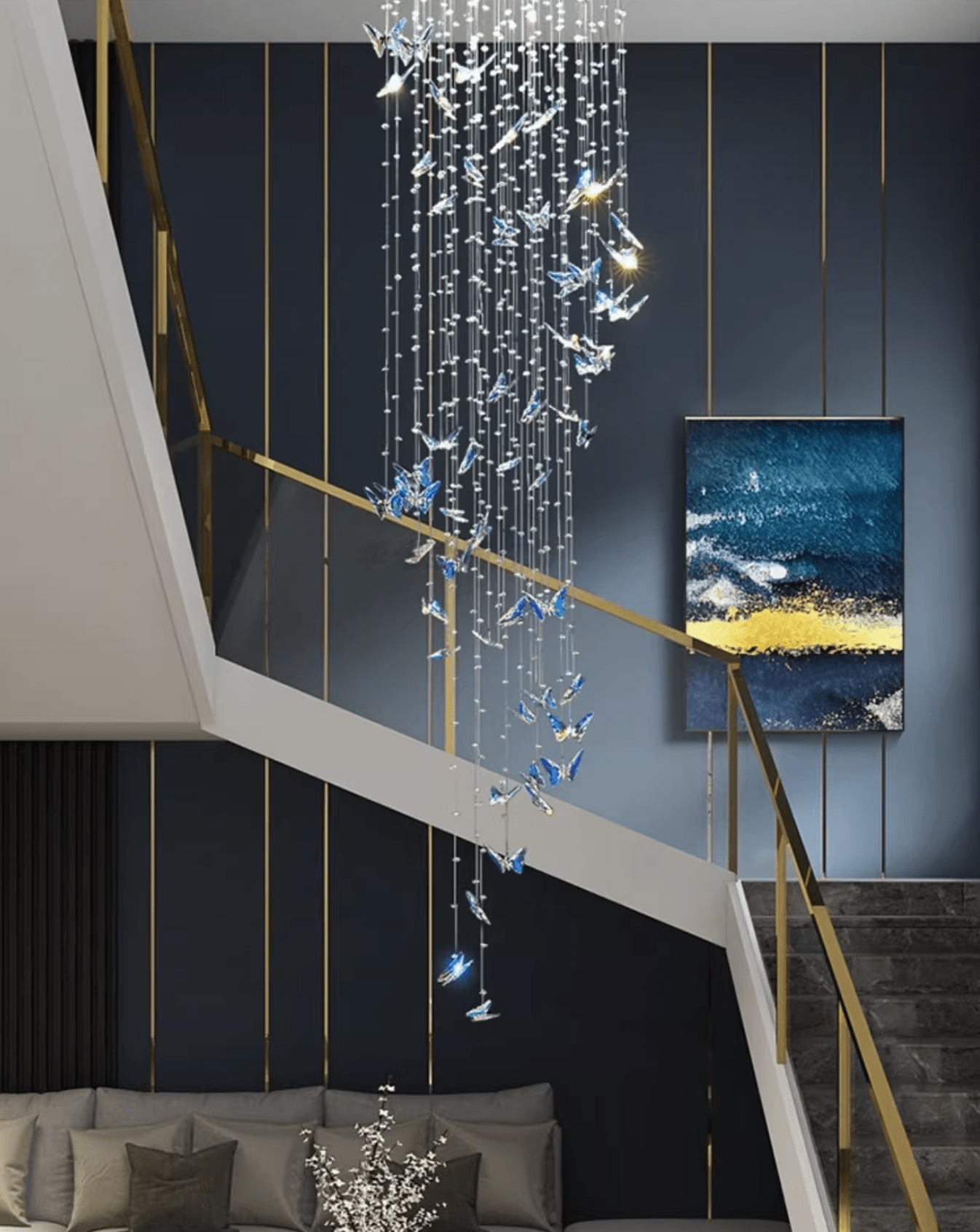 Volans Butterfly Crystal Glass Chandelier