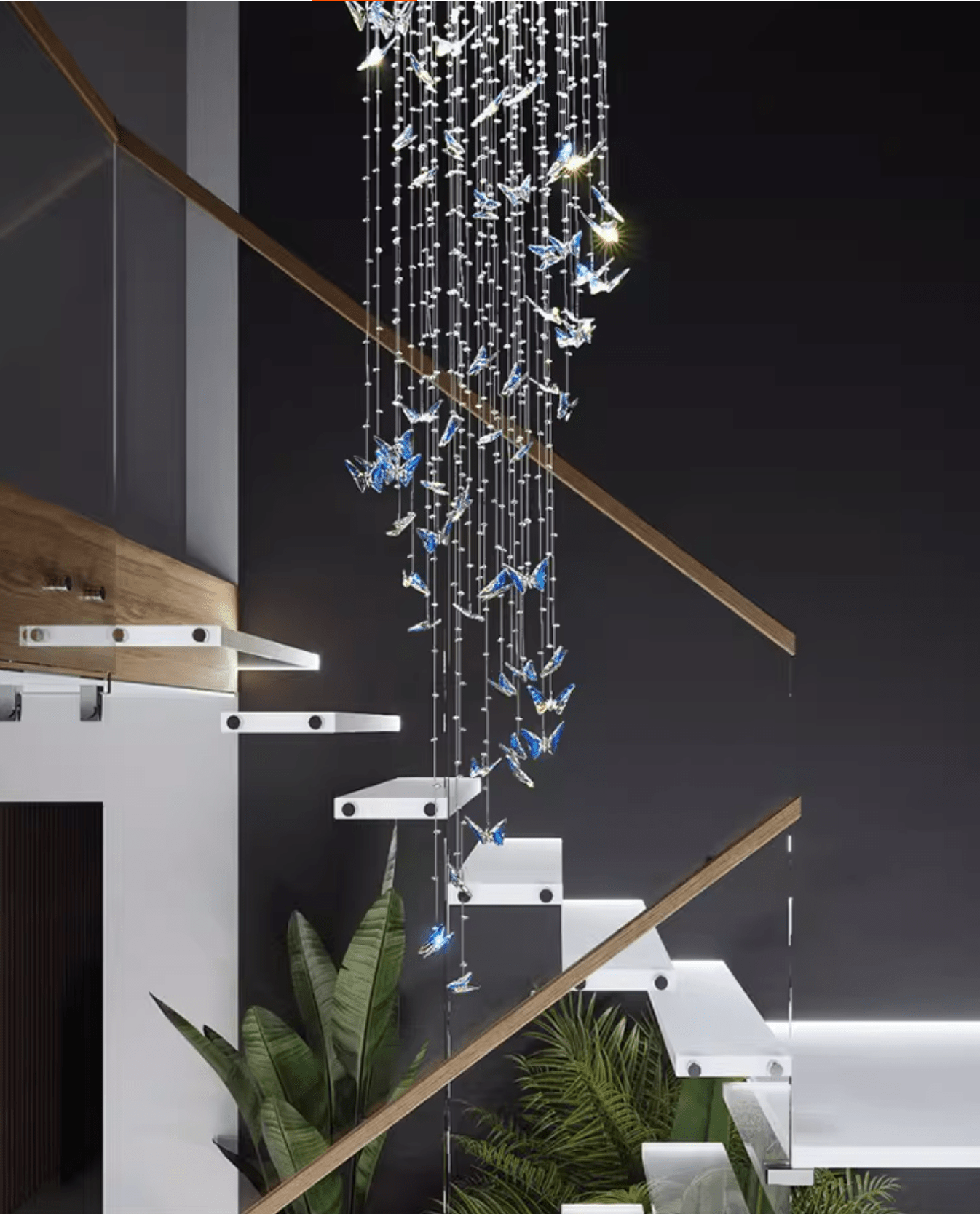 Volans Butterfly Crystal Glass Chandelier