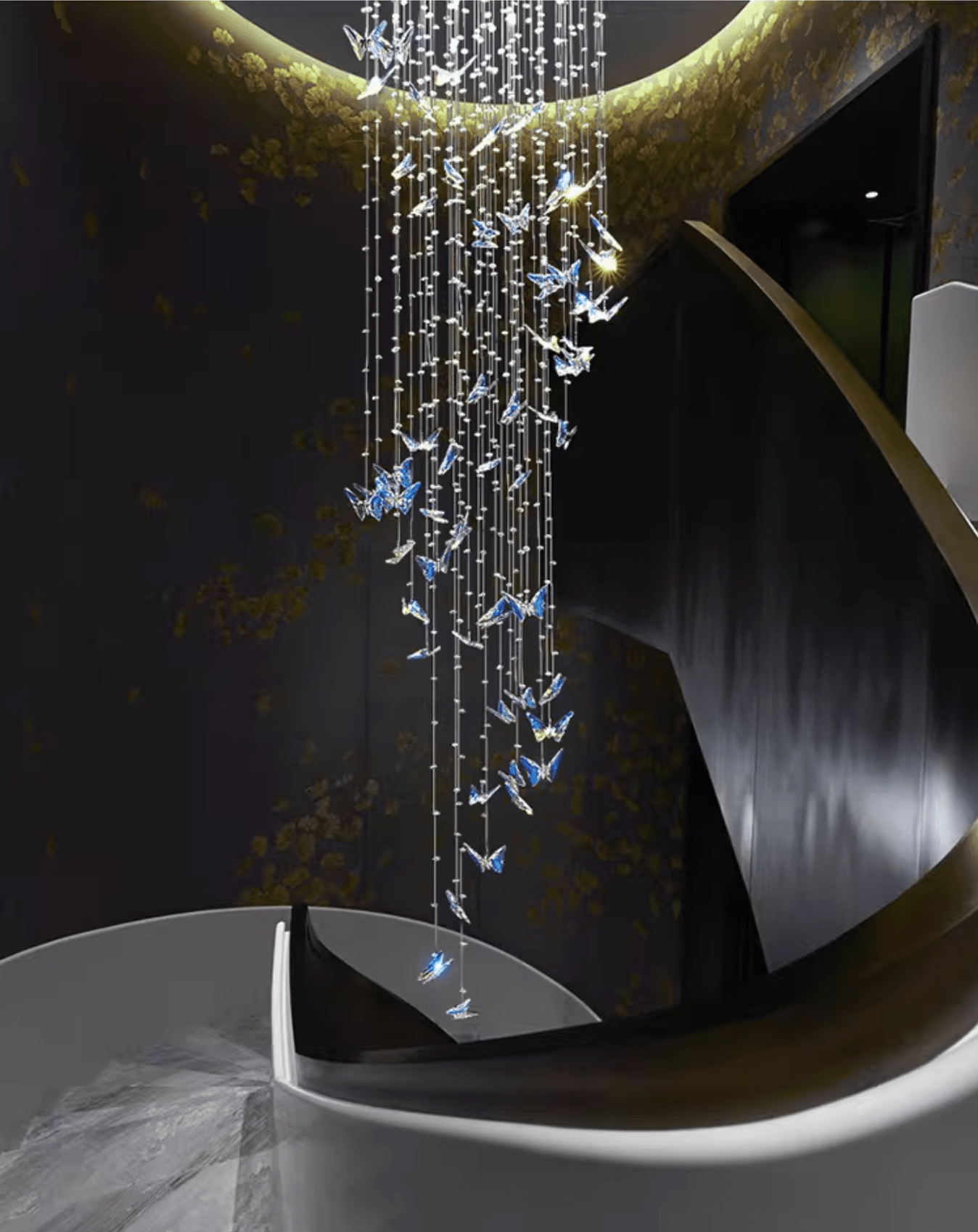 Volans Butterfly Crystal Glass Chandelier