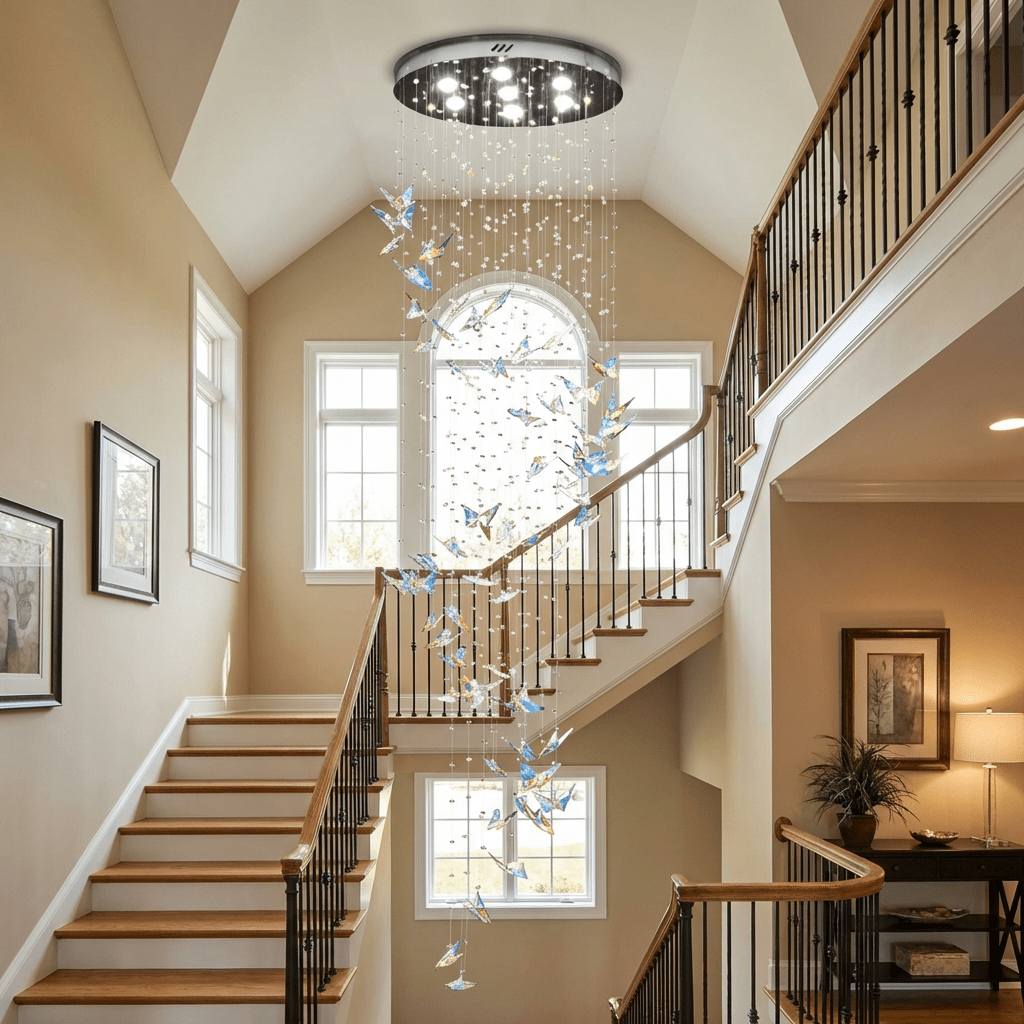 Volans Butterfly Crystal Glass Chandelier