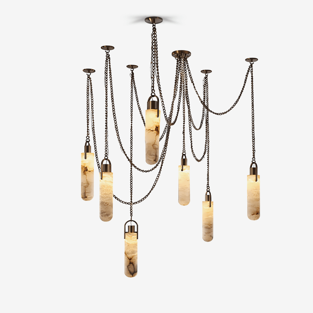 Alabaster Cylinder Cluster Chandelier