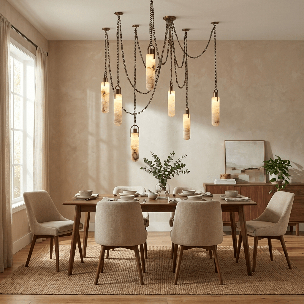 Alabaster Cylinder Cluster Chandelier