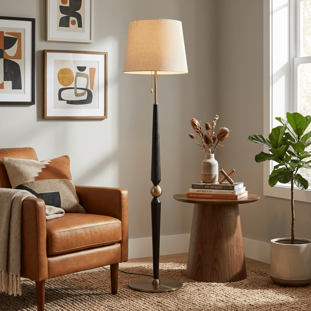 Aldivina Sculpted Wood Floor Lamp