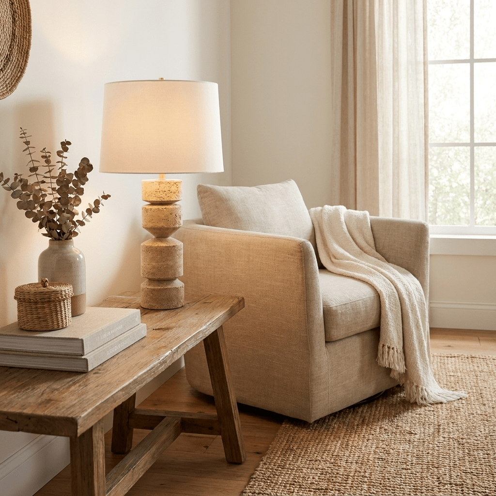 Tessara Travertine Table Lamp