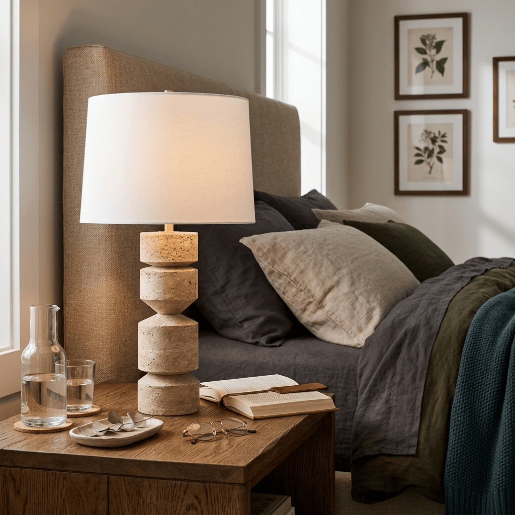 Tessara Travertine Table Lamp