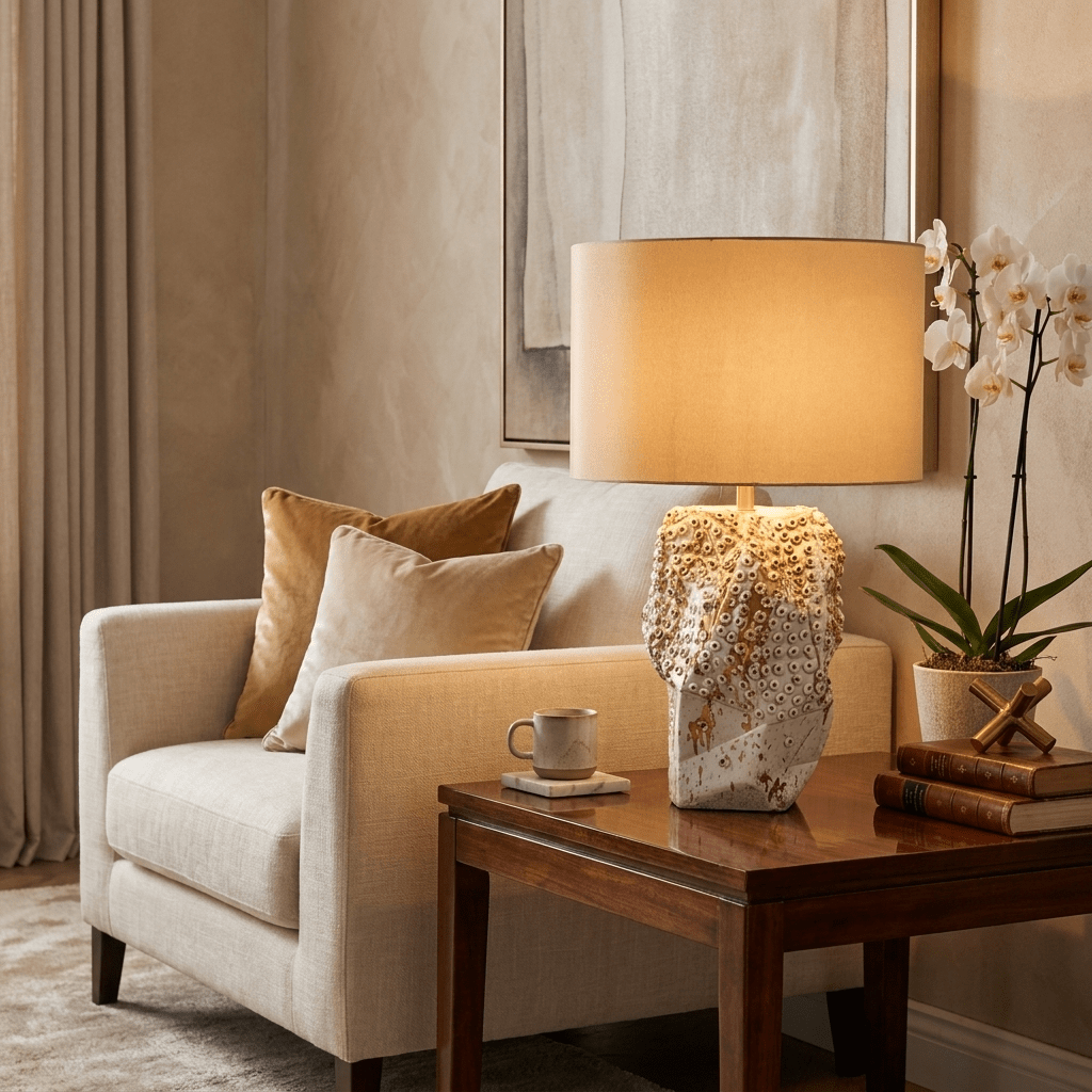 Ostreya Coral-Texture Ceramic Table Lamp