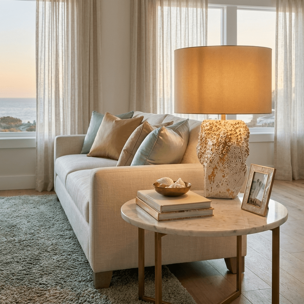 Ostreya Coral-Texture Ceramic Table Lamp
