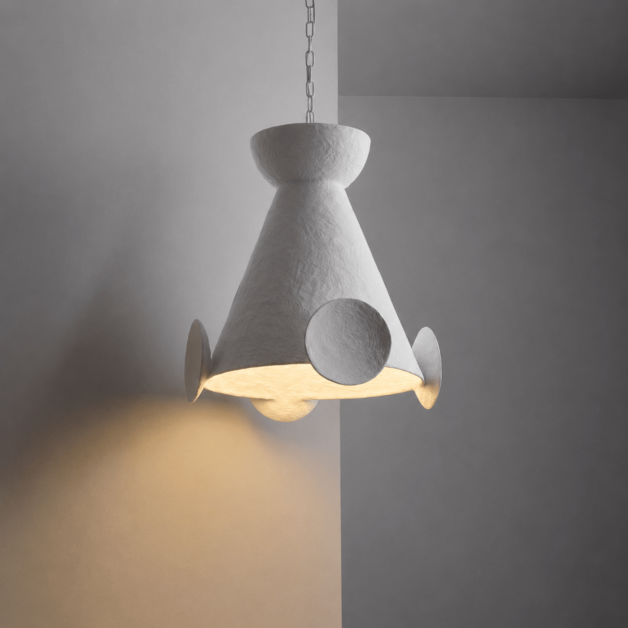Sculptural Plaster Cone Pendant Lamp
