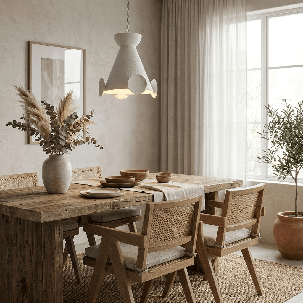 Sculptural Plaster Cone Pendant Lamp