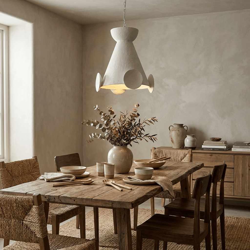 Sculptural Plaster Cone Pendant Lamp