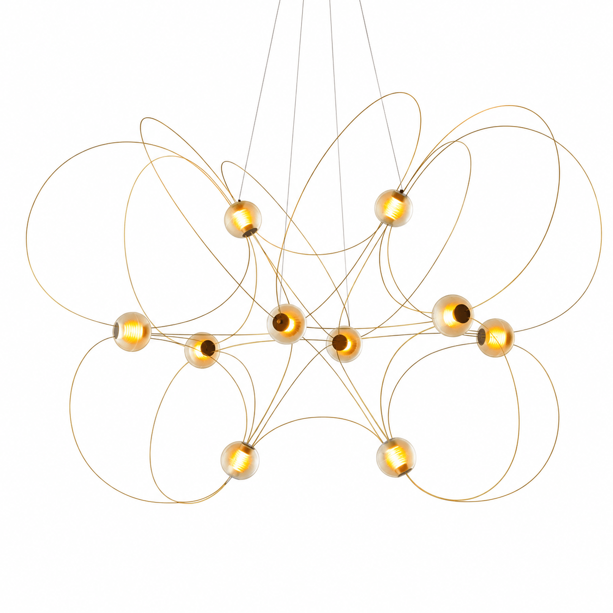 Amber Glass Orb Loop Chandelier