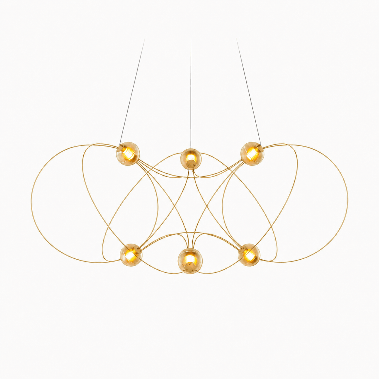 Amber Glass Orb Loop Chandelier