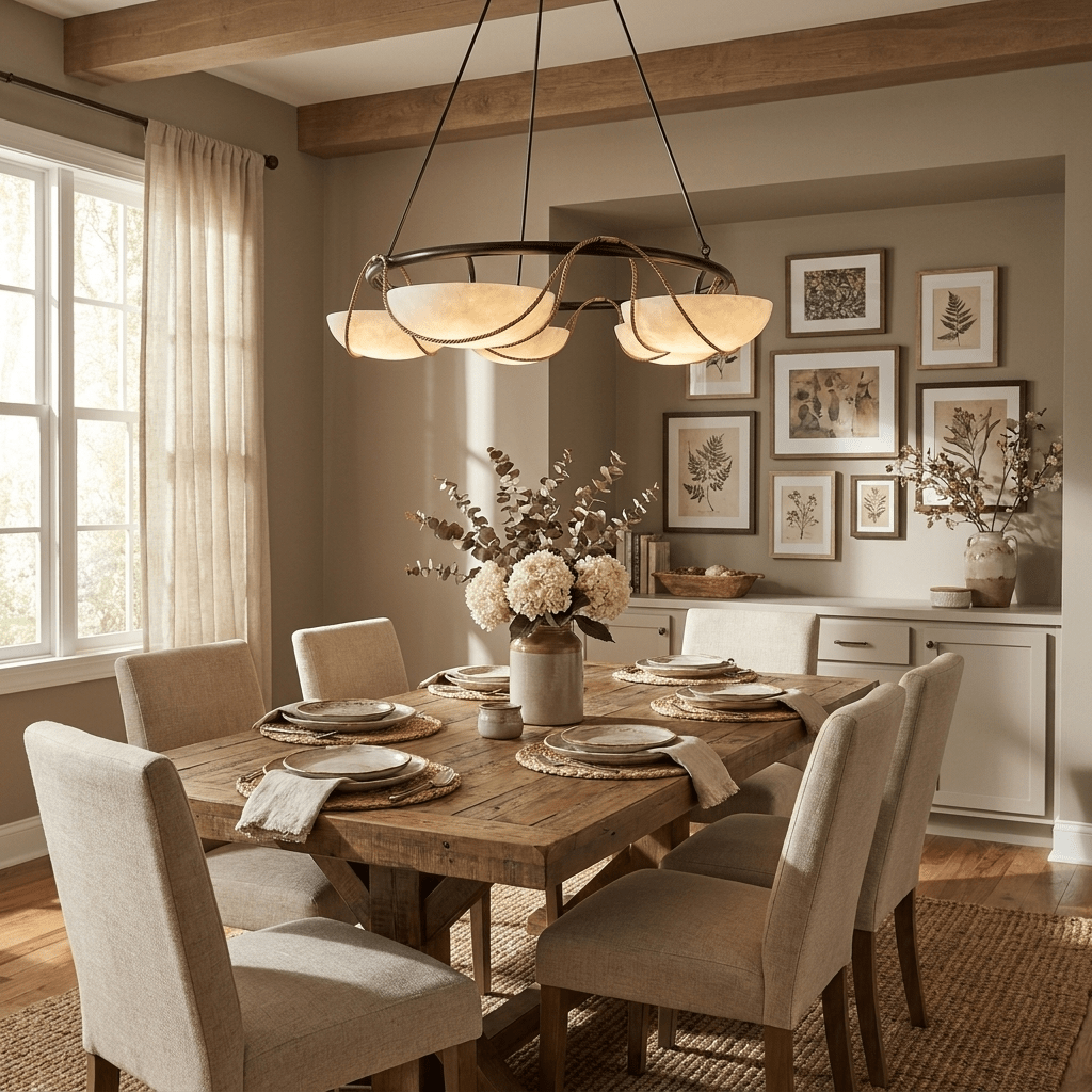 Alabaster Bowl Ring Chandelier