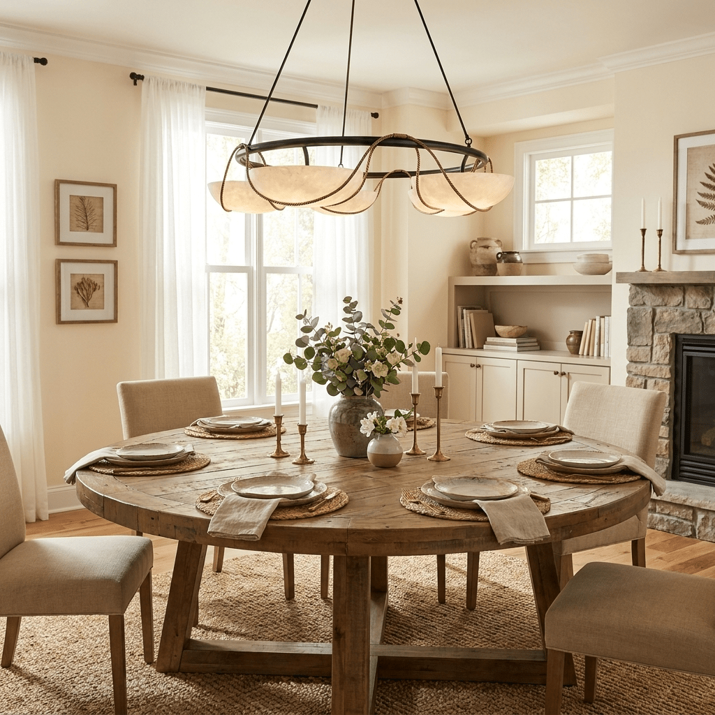 Alabaster Bowl Ring Chandelier