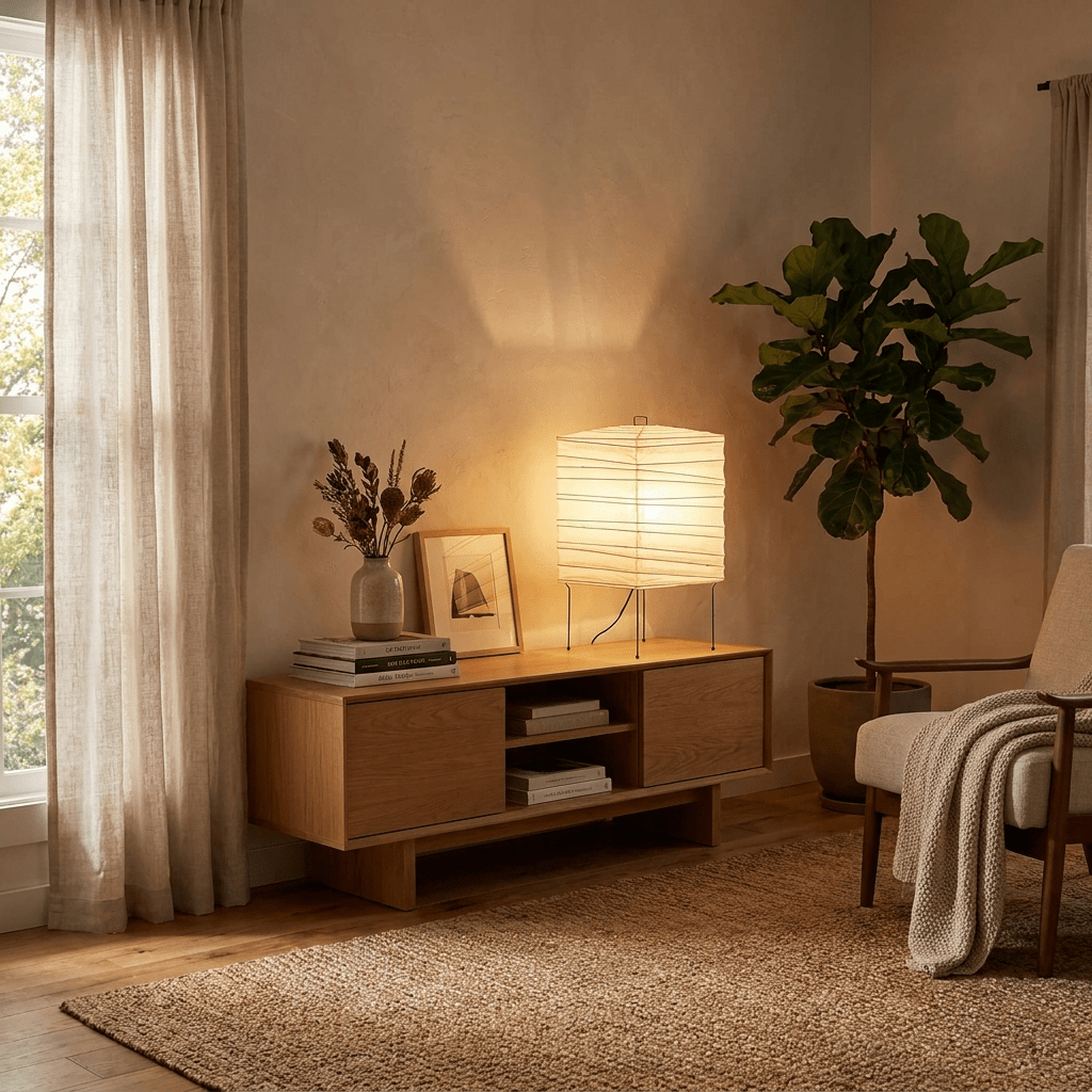 Ribbed Paper Lantern Table Lamp